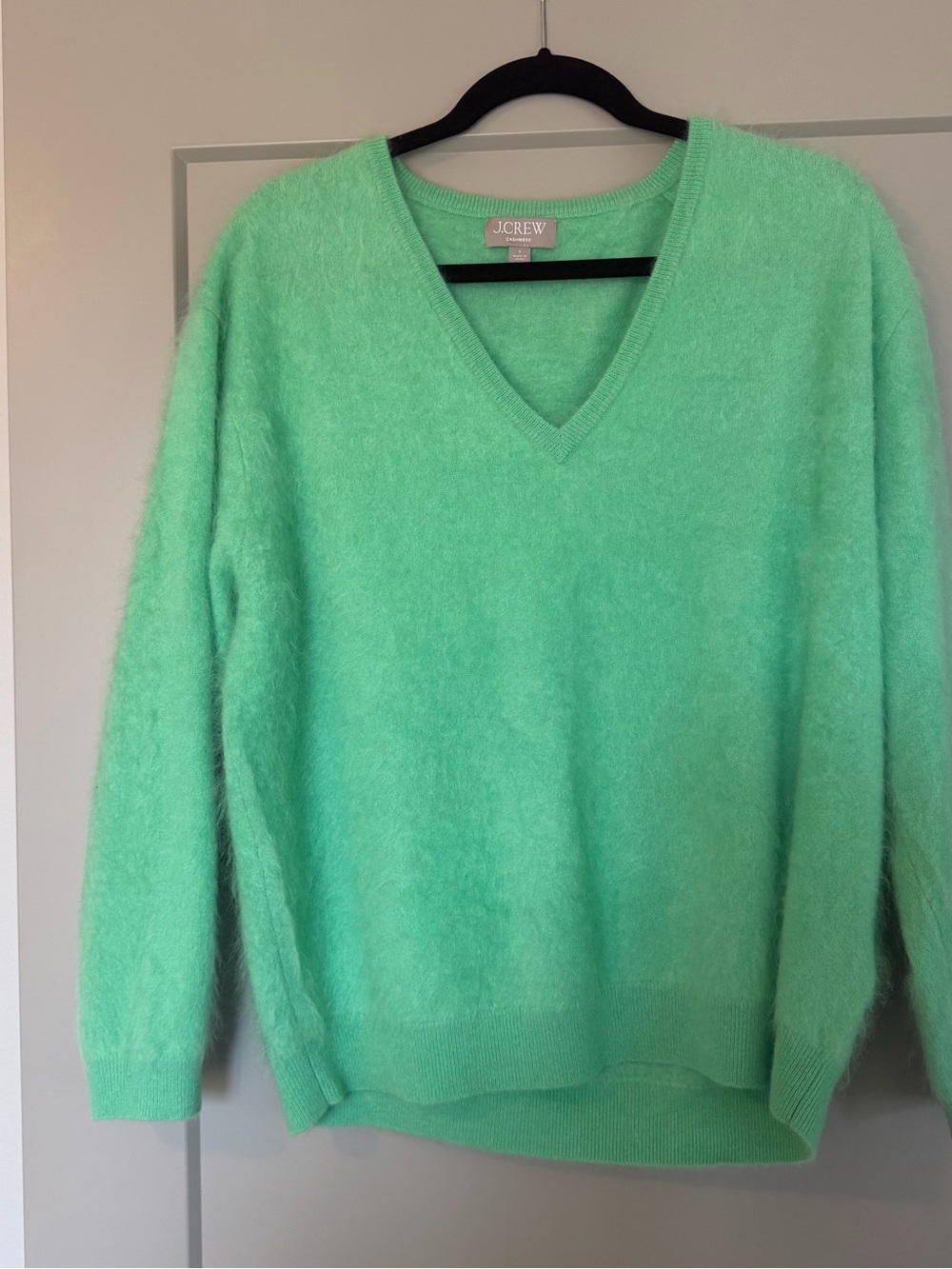 J.Crew Luxe Brushed Cashmere Relaxed V-neck Sweater In Blade Green